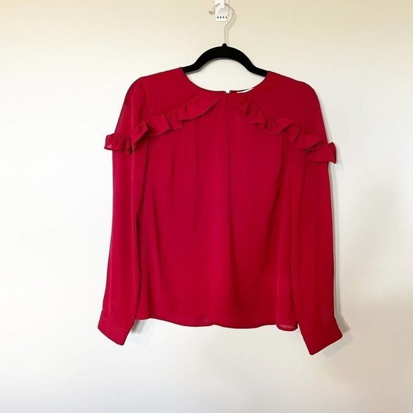 Rachel Parcell Red Ruffle shoulder blouse women’s medium - Picture 1 of 9